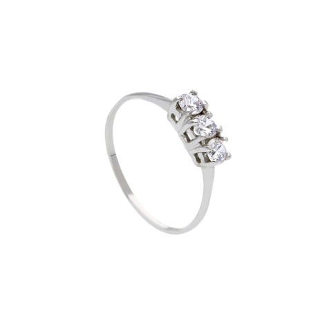 Anello Trilogy Oro Bianco 9kt Zirconi