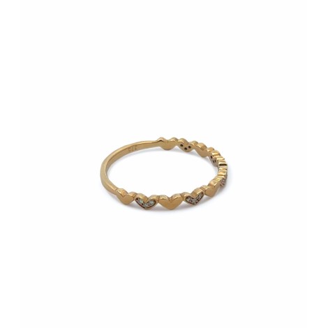 Anello Cuoricini Oro Giallo 9kt Diamanti