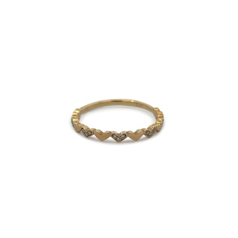 Anello Cuoricini Oro Giallo 9kt Diamanti