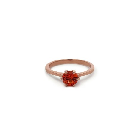 Anello Oro Rosa 9kt Quarzo Idrotermale Arancione