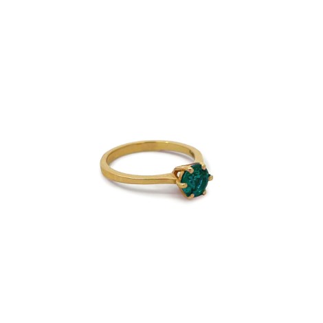 Anello Oro Giallo 9kt Quarzo Idrotermale Verde