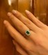 Anello Re Carlo Oro Bianco 18 Kt Diamanti e Smeraldo