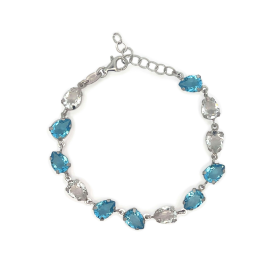 Bracciale Argento e Zirconi Bianchi e Azzurri