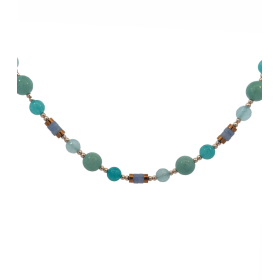 Collana Argento Rosé Pietre e Rondelle