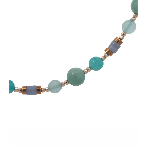 Collana Argento Rosé Pietre e Rondelle