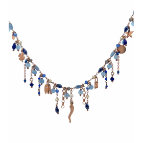 Collana Argento Rosé Pietre e Ciondoli