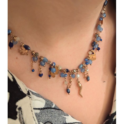 Collana Argento Rosé Pietre e Ciondoli