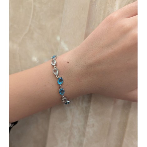 Bracciale Argento e Zirconi Bianchi e Azzurri