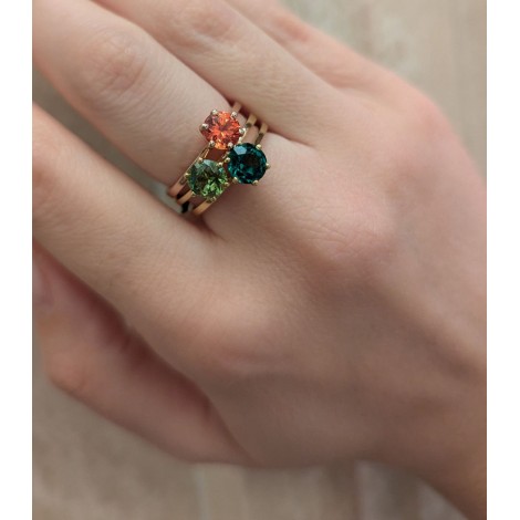 Anello Oro Giallo 9kt Quarzo Idrotermale Verde