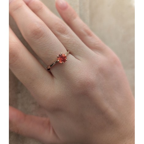 Anello Oro Rosa 9kt Quarzo Idrotermale Arancione