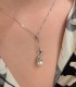 Collana Perla e Luna Oro Bianco 18Kt Brillanti
