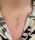 Collana Perla e Luna Oro Bianco 18Kt Brillanti