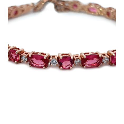 Bracciale Argento Rosé Zirconi Ovali e Tondi