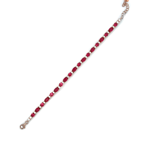 Bracciale Argento Rosé Zirconi Ovali e Tondi