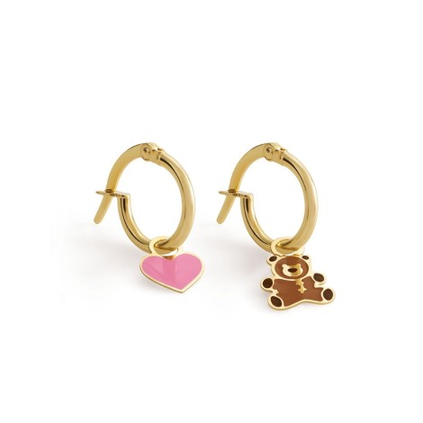 Orecchini Cerchietto Le Bebè Toys Oro Giallo Orsetto Cuore