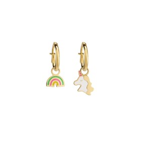 Orecchini Cerchietto Le Bebè Toys Oro Giallo Unicorno Arcobaleno