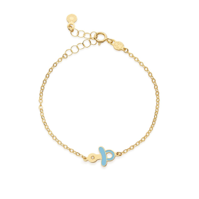 Bracciale Le Bebè Lucciole Oro Giallo 9kt Ciuccio Azzurro