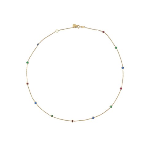 Collana Oro Giallo 18kt Zirconi Colorati