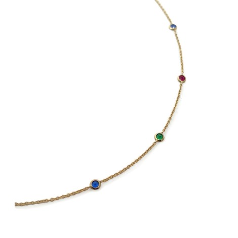 Collana Oro Giallo 18kt Zirconi Colorati