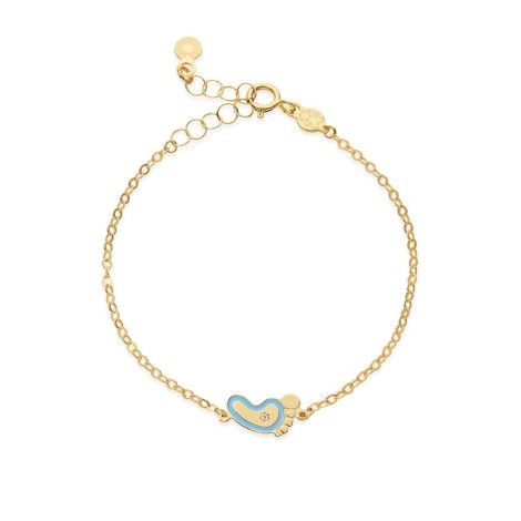 Bracciale Le Bebè Lucciole Oro Giallo 9kt Piedino Azzurro