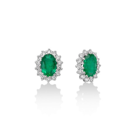 Orecchini Miluna Oro Bianco 18Kt Smeraldi ERD2497