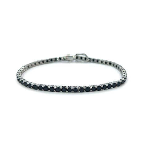 Bracciale Tennis Argento Zirconi Neri 2,5 mm