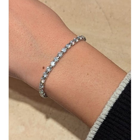 Bracciale Tennis 4 mm Argento e Zirconi Bianchi