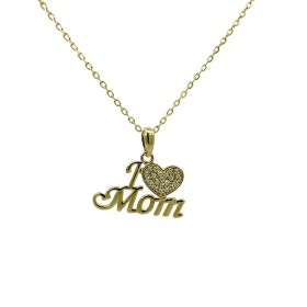 Collana Argento Dorato I Love Mom