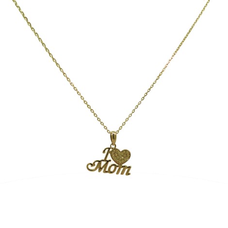 Collana Argento Dorato I Love Mom