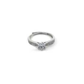 Anello Solitario Argento Pavè Di Zirconi