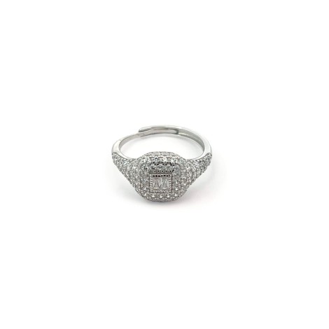 Anello Sigillo Argento Zirconi