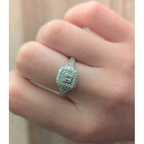Anello Sigillo Argento Zirconi