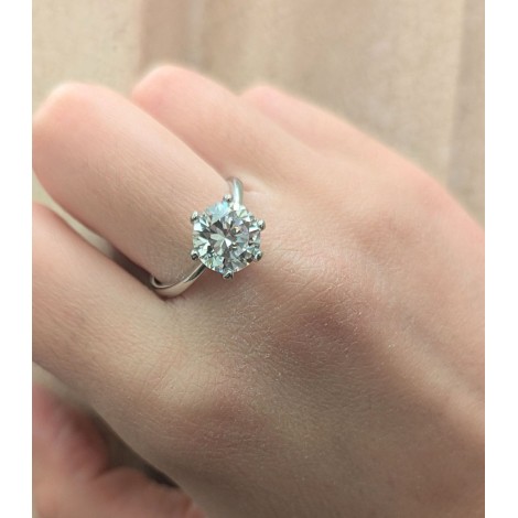 Anello Solitario Sei Punte Argento Zircone