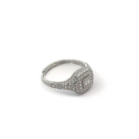 Anello Sigillo Argento Zirconi