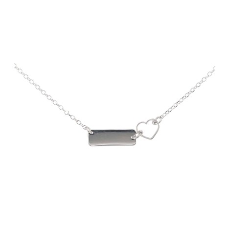 Collana Argento Mini Targhetta e Cuore