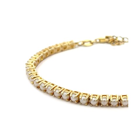 Bracciale Tennis Perle Argento Dorato