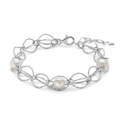 Bracciale Miluna Argento Lavorato e Perle PBR3345B