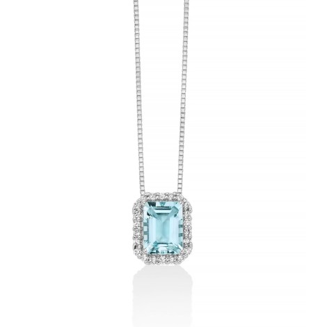 Collana Miluna Acquamarina Ottagonale e Diamanti CLD4719