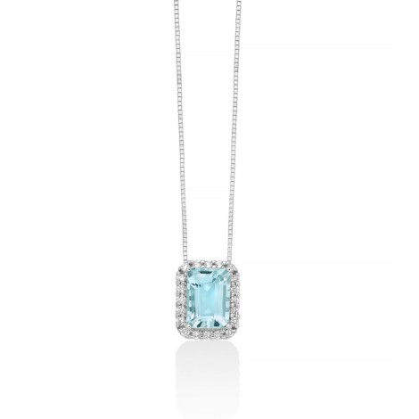 Collana Miluna Acquamarina Ottagonale e Diamanti CLD4722