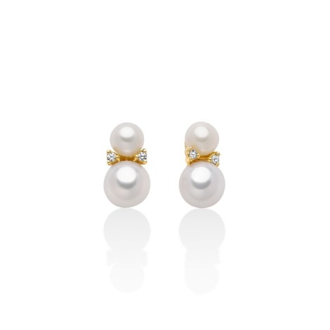 Orecchini Miluna Oro Giallo 9kt Diamanti e Perle PER2729X