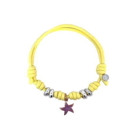 Bracciale Dodo Stella Viola Rondelle Argento Cordino