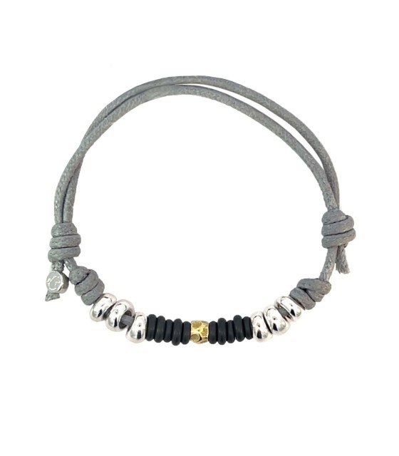 Bracciale cordino con chiusura ancora in argento 925 sterl
