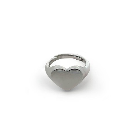 Anello Sigillo Cuore Argento