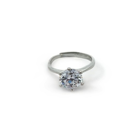 Anello Solitario Sei Punte Argento Zircone