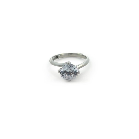 Anello Solitario Quattro Punte Argento Zircone