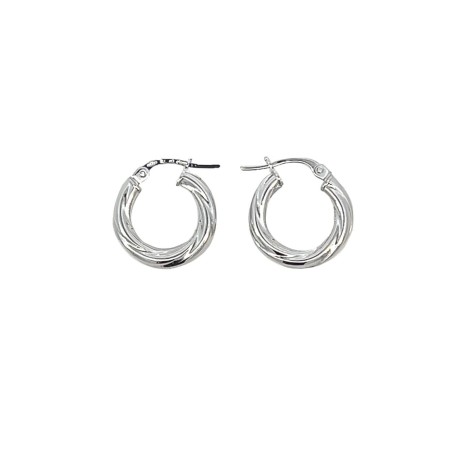 Orecchini Cerchio Oro Bianco 9kt Intrecciati