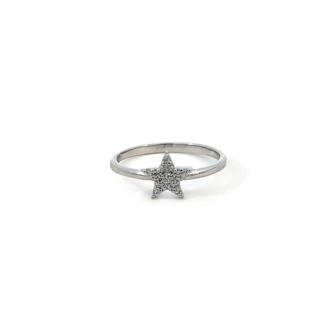 Anello Stella Oro Bianco 9kt e Zirconi