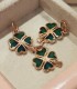 Ciondolo Dodo Quadrifoglio Oro Rosa 9kt e Smalto Cattedrale Verde