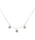 Collana Tre Fiori Pendenti Oro Bianco Zirconi Bianchi