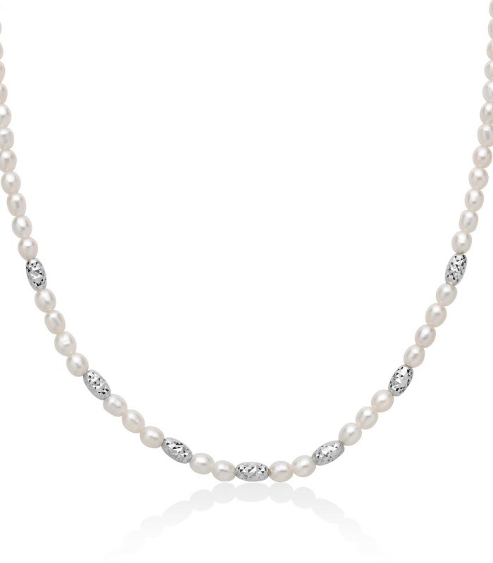 Linea Italia Gioielli - Collana Multifilo per Donna con Perle Bianche e Pietre Naturali Blu